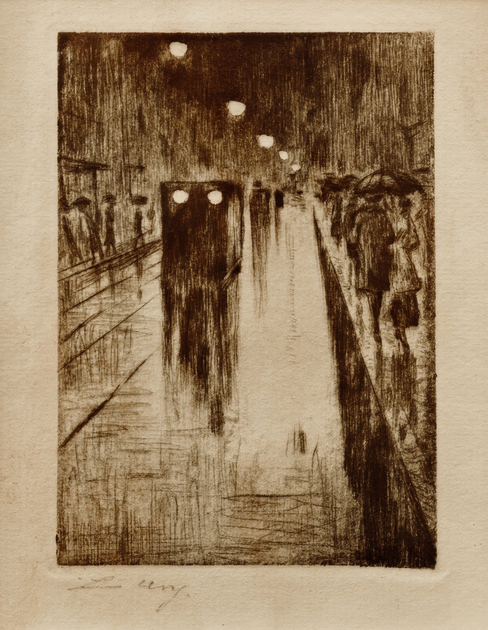 Leipzig Street in the Rain by Lesser Ury