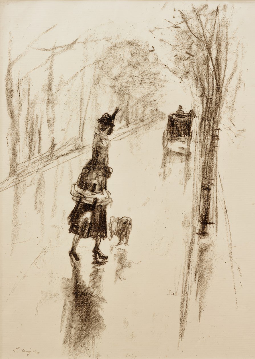 Girl with Dog by Lesser Ury