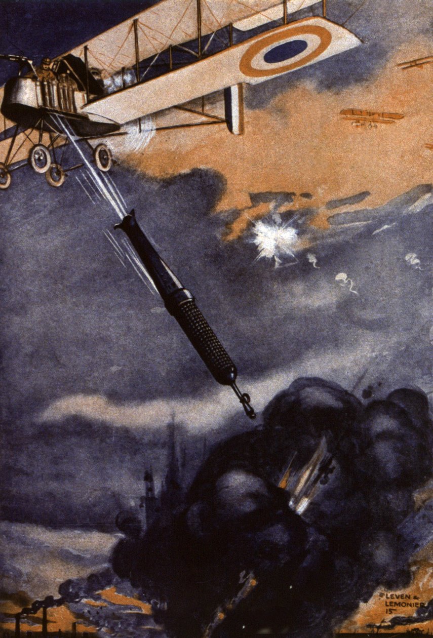 WW1: bomb launched by an airplane by Leven & Lemonier