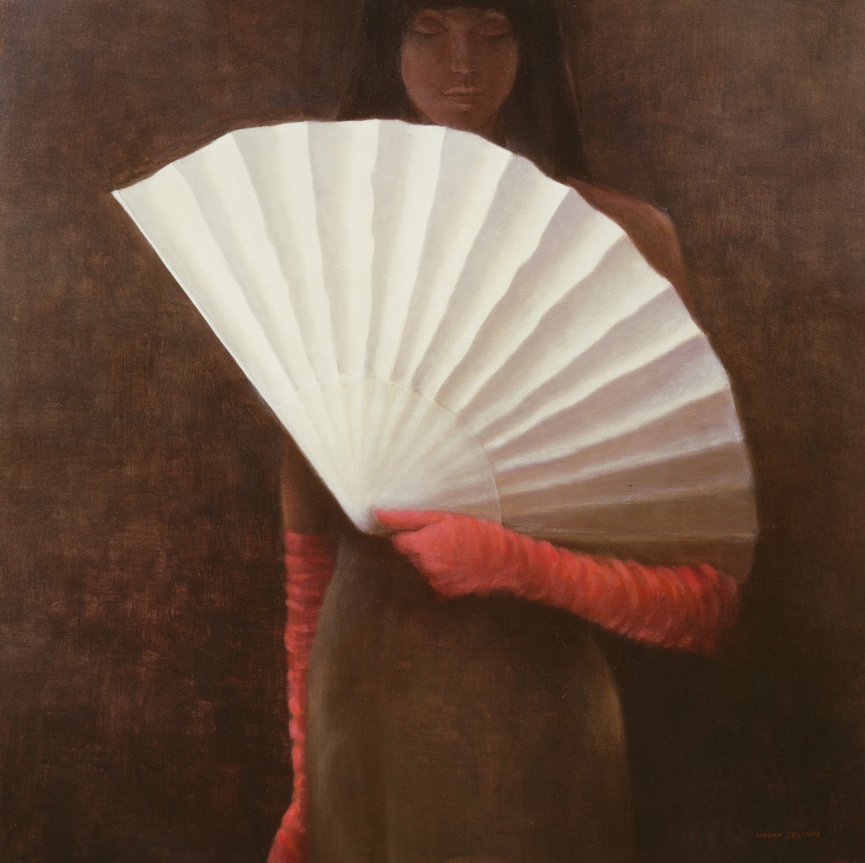 Girl with White Fan by Lincoln Seligman