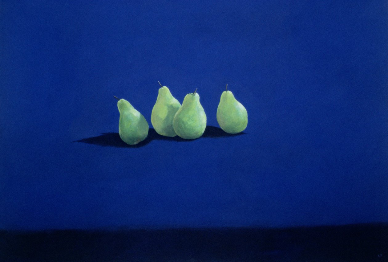 Pears on a Blue Cloth by Lincoln Seligman