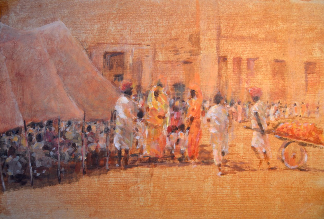 Village Scene, Jaipor by Lincoln Seligman