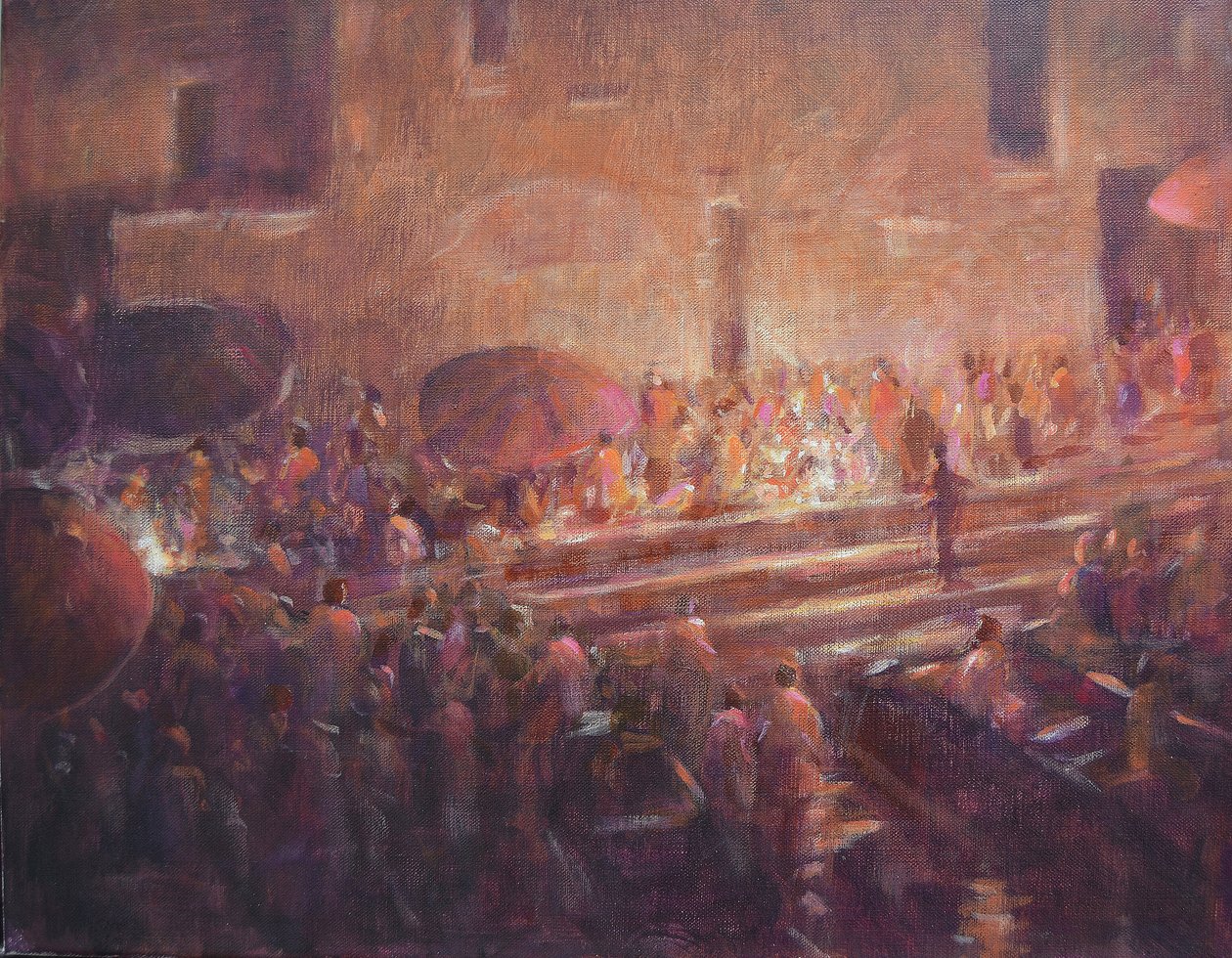 Varanasi Steps at Night by Lincoln Seligman