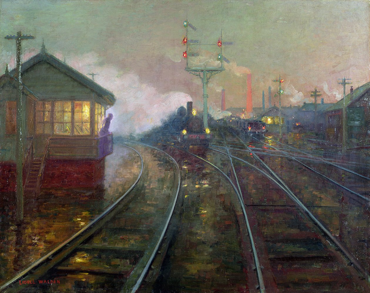 Train at Night c.1890 by Lionel Walden