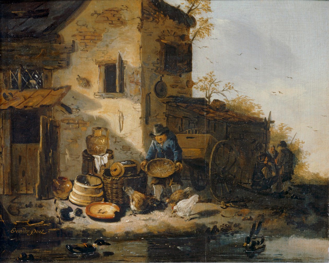 Peasant Feeding Chickens by Lionel Hamilton Renwick