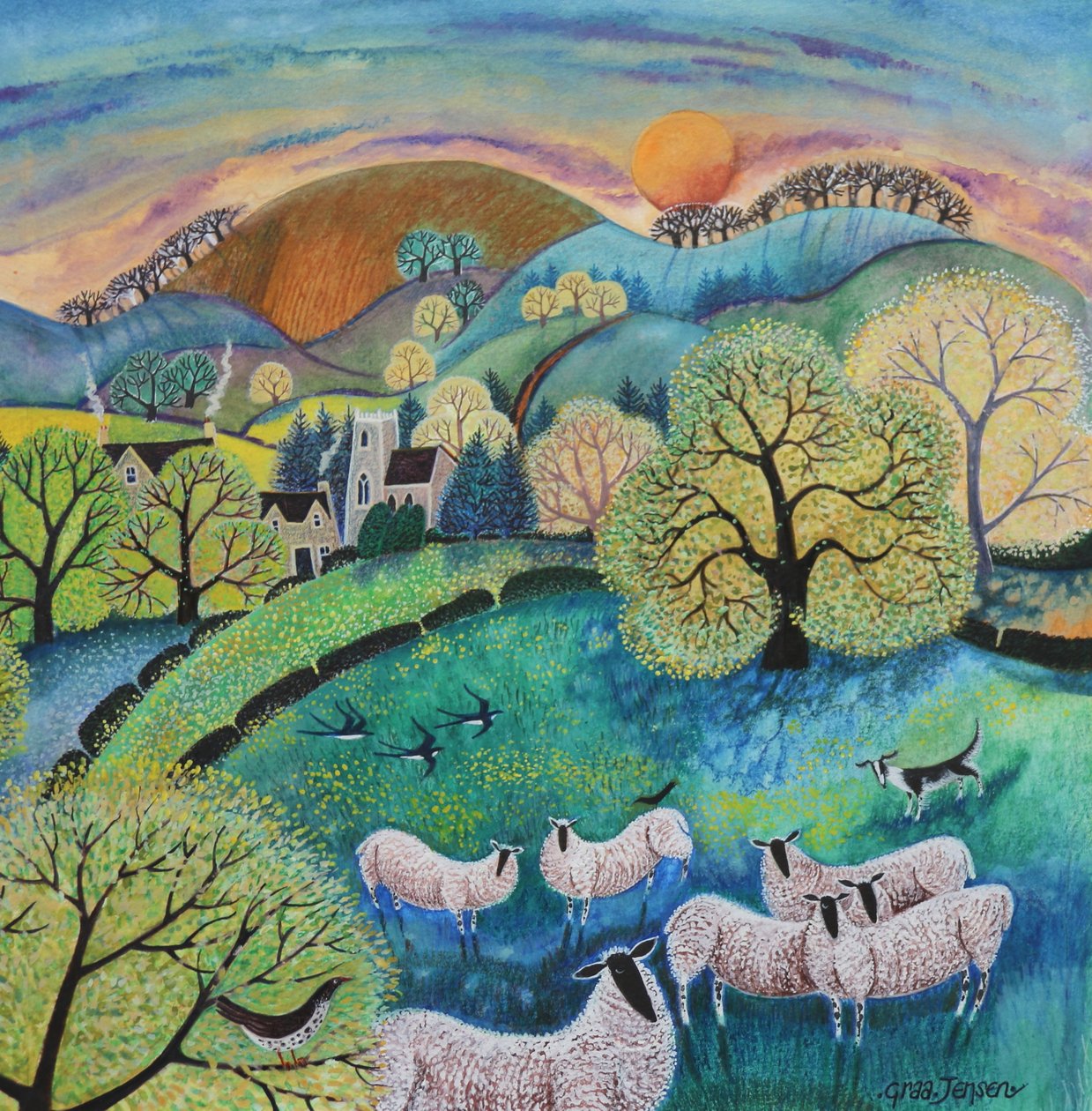 Grazing Sheep by Lisa Graa Jensen