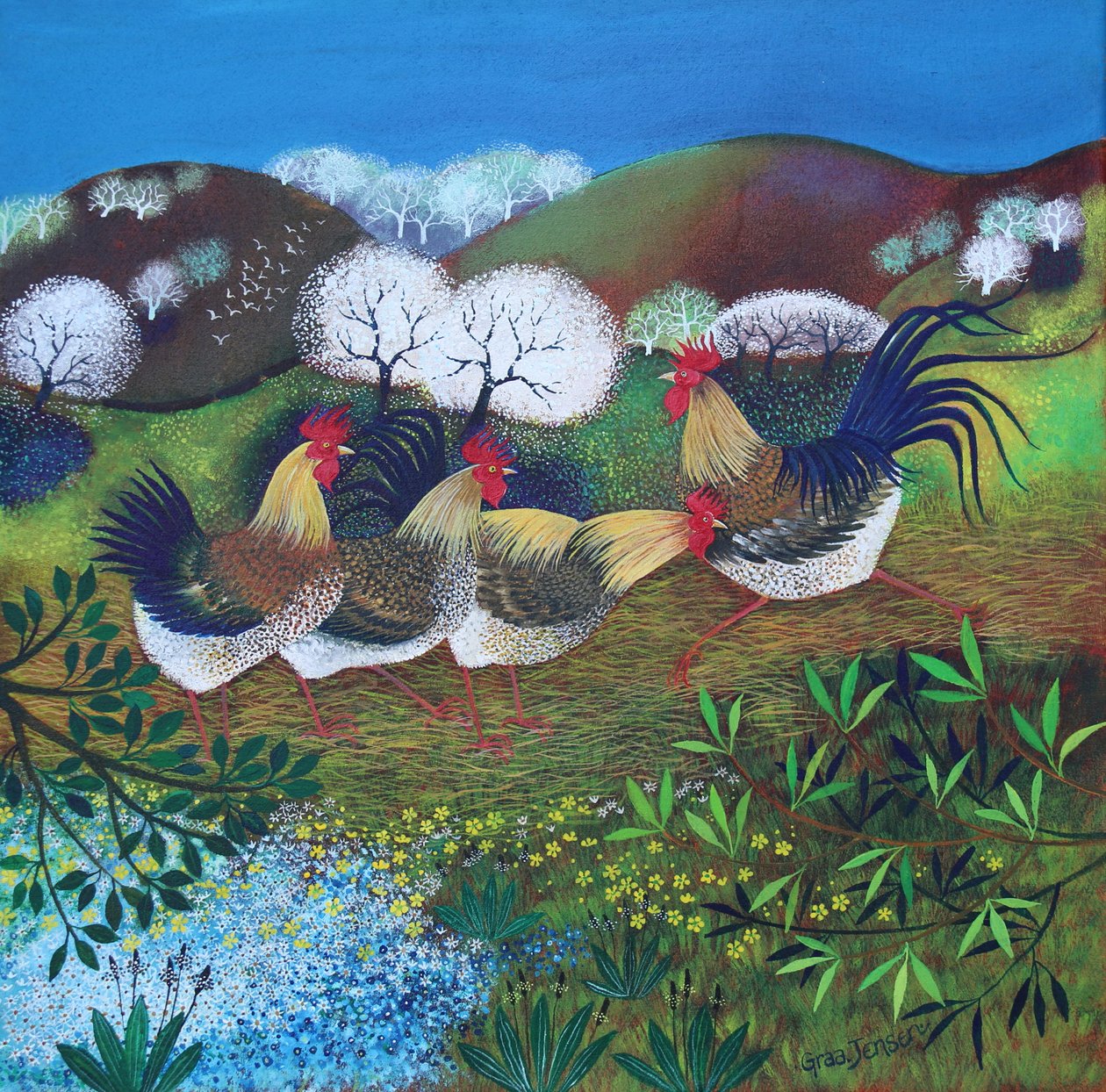 Rollicking Roosters, 2024 by Lisa Graa Jensen