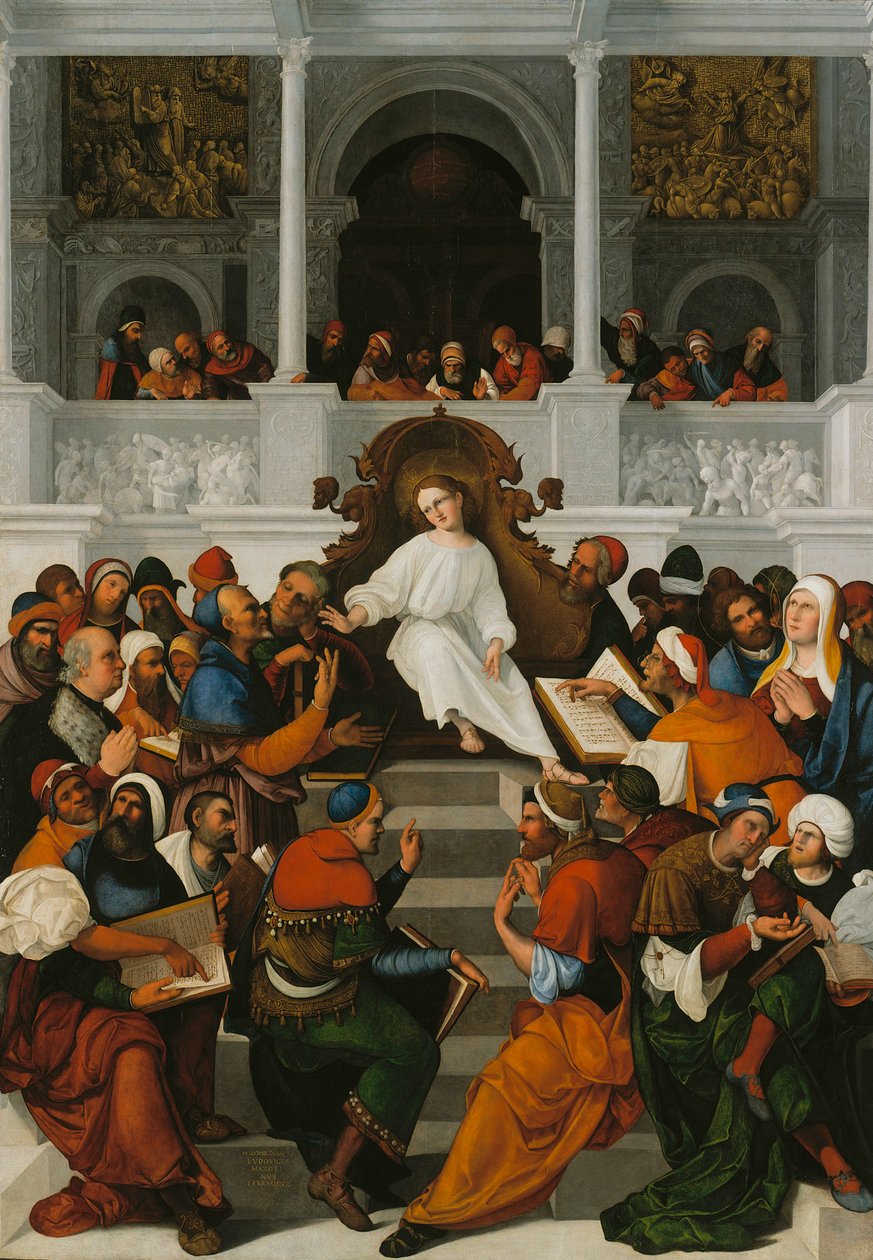 The Twelve-Year-Old Jesus Teaching in the Temple by Lodovico Mazzolino