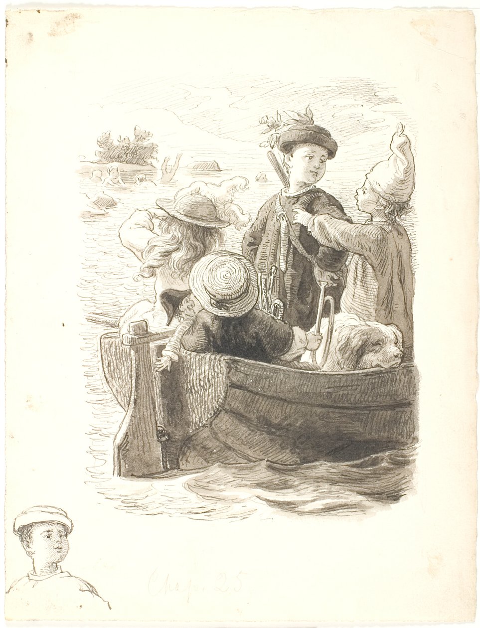 The Four Children in a Boat by Lorenz Frølich