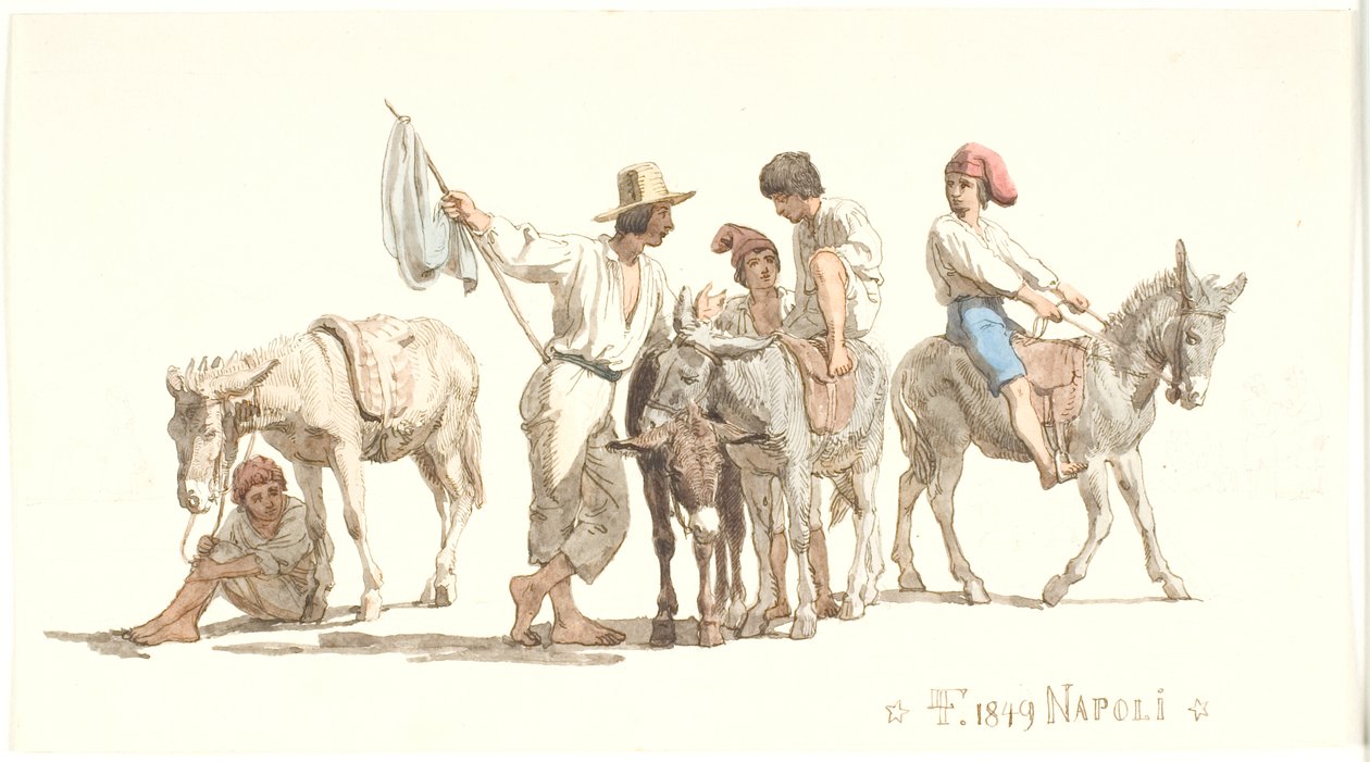 Italians riding donkeys by Lorenz Frølich