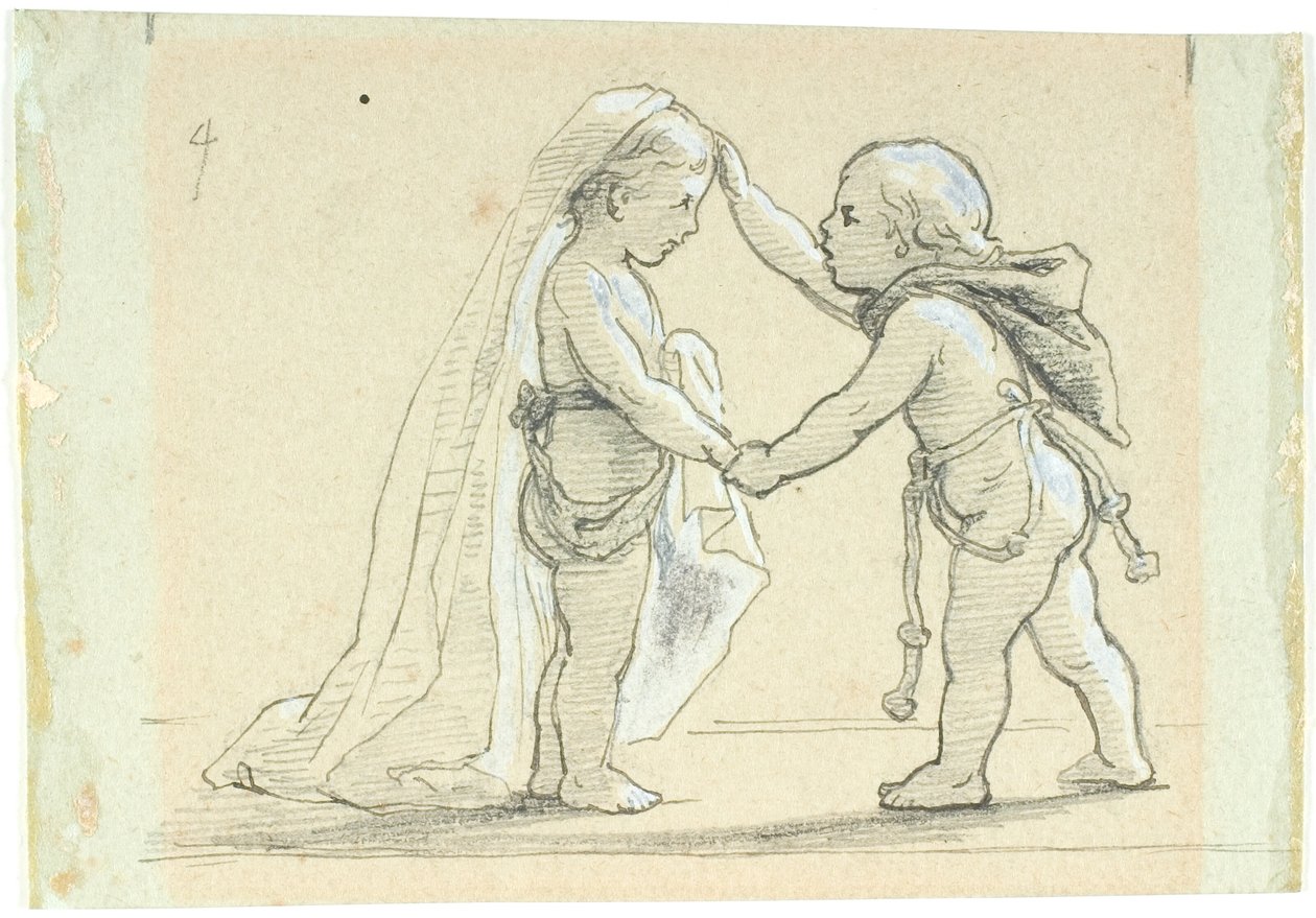 Vignette with Two Children by Lorenz Frølich