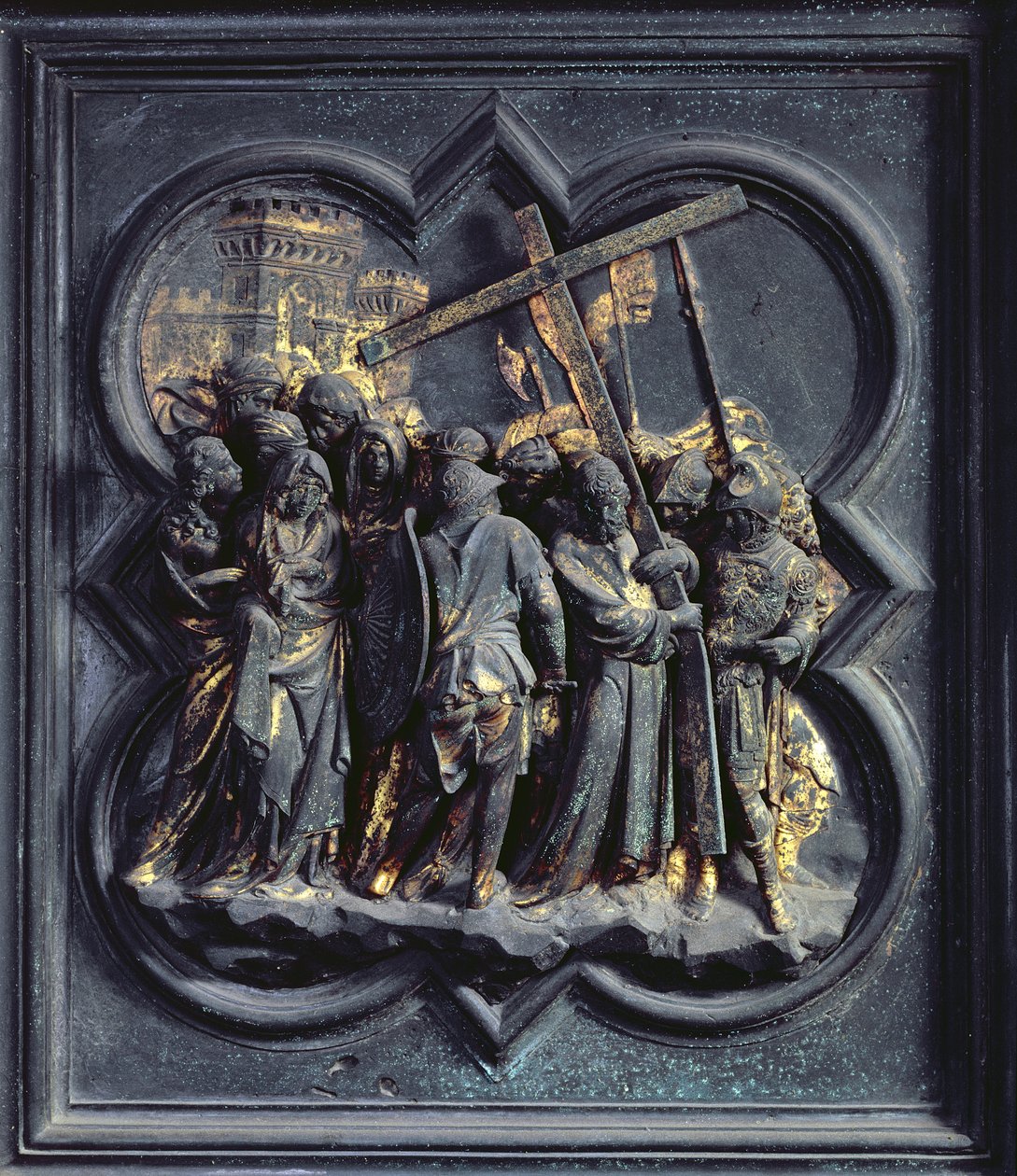 The Ascent of Christ to Calvary, seventeenth panel of the North Doors of the Baptistery of San Giovanni by Lorenzo Ghiberti