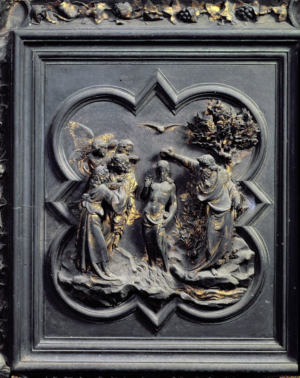 The Baptism of Christ, Fifth Panel of the North Doors of the Baptistery of San Giovanni by Lorenzo Ghiberti