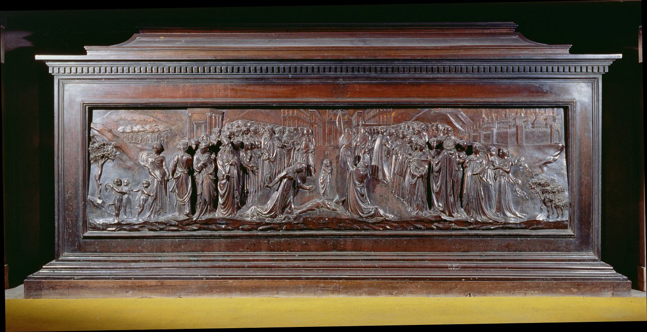 The Shrine of St. Zenobius Showing One Long Panel Depicting the Miracle of the Strozzi Boy, c.1432-42 by Lorenzo Ghiberti
