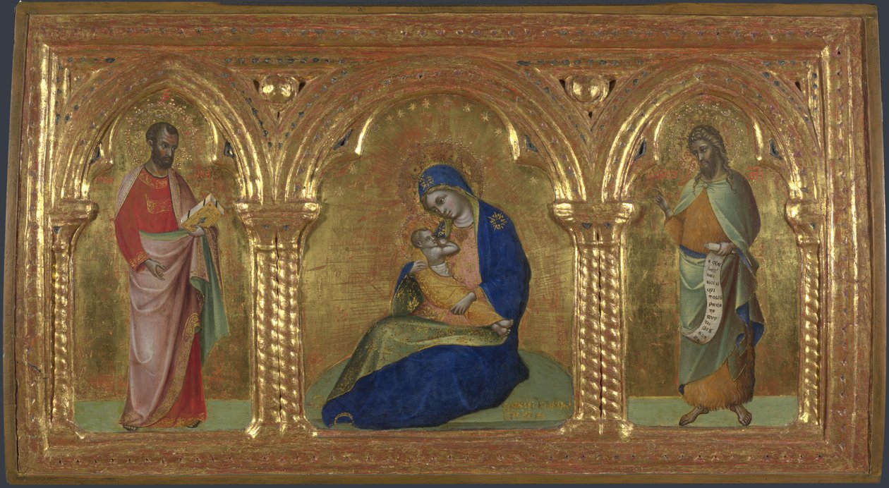 The Madonna of Humility with Saints Mark and John by Lorenzo Veneziano