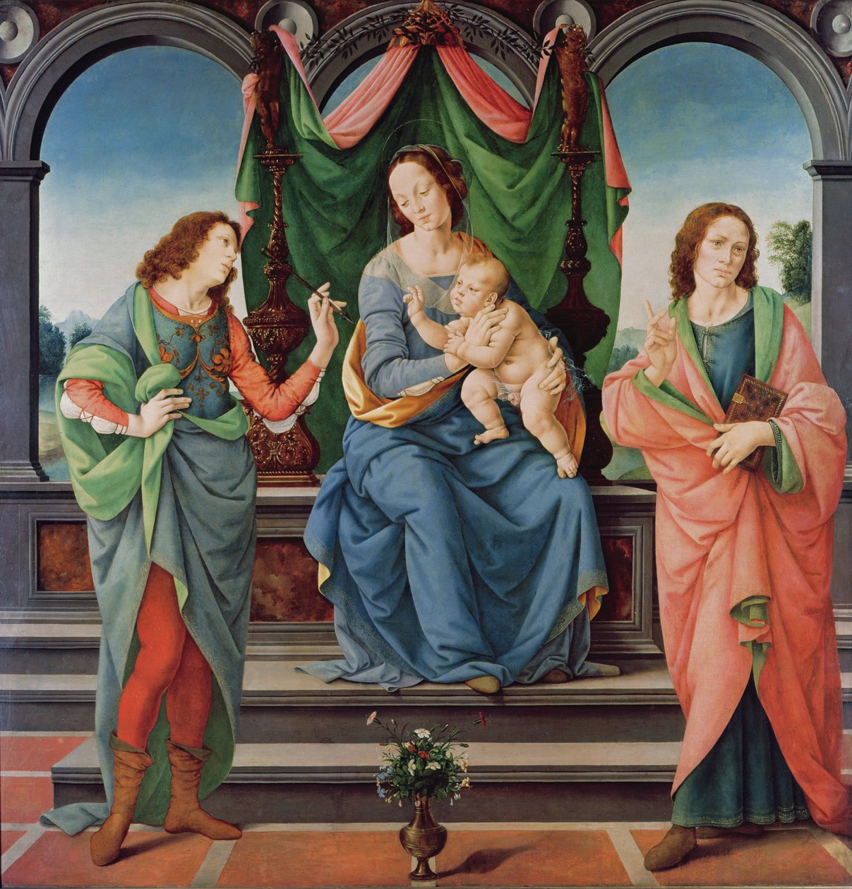 The Virgin and Child Between Saint John and Saint Sebastian by Lorenzo di Credi