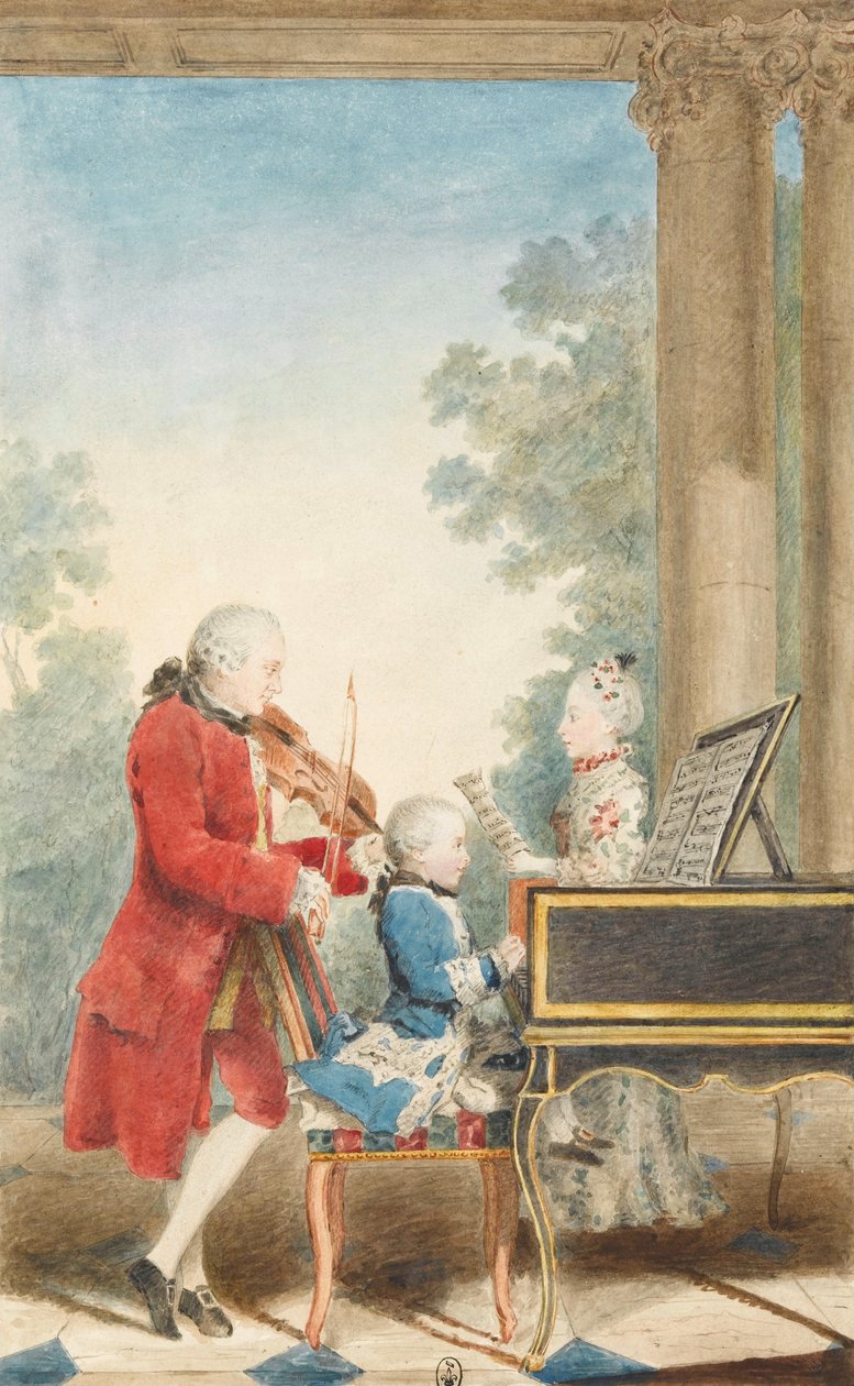 Portrait of Wolfgang Amadeus Mozart (Salzburg, 1756-Vienna, 1791) Playing in Paris with His Father Jean... by Louis Carrogis dit Carmontelle