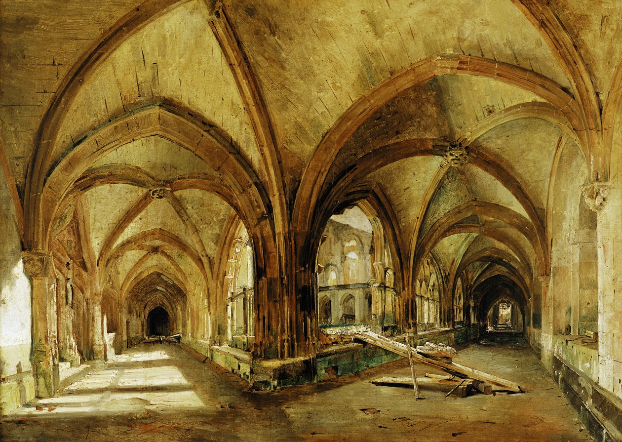 The Cloisters of St. Wandrille, c.1825-30 by Eugene Isabey