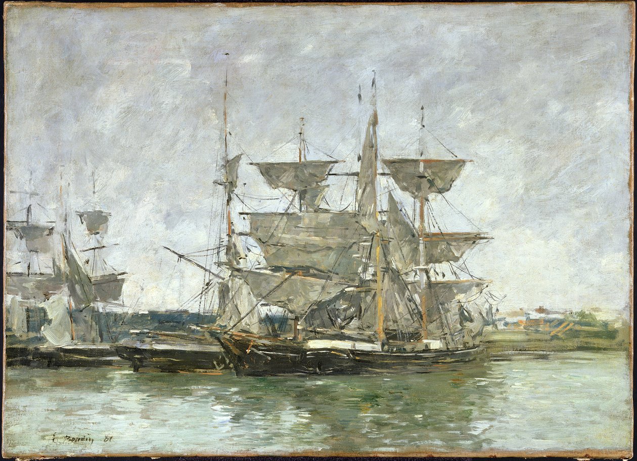 Boats in the Port, Deauville by Eugene Louis Boudin