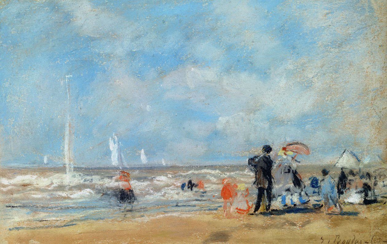 On the Beach by Eugene Louis Boudin