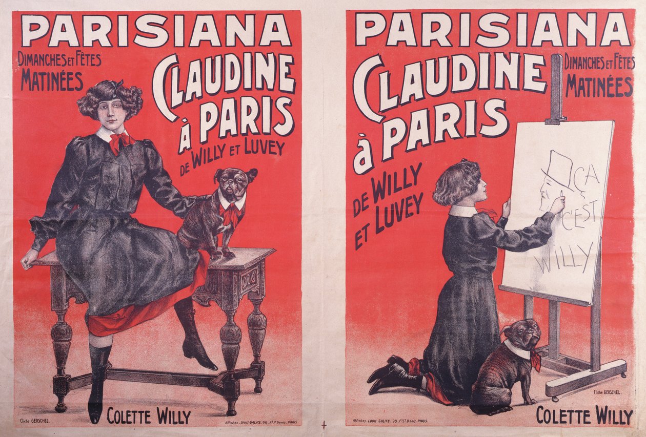 Posters advertising performances of Claudine à Paris at the Théâtre Parisiana, c.1906-7 by Louis Galice