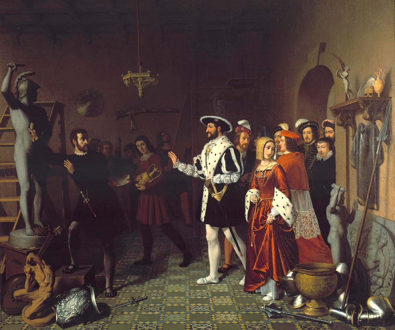 François I Visiting Benvenuto Cellini at the Castle of Nesle by Louis Joseph Grisée