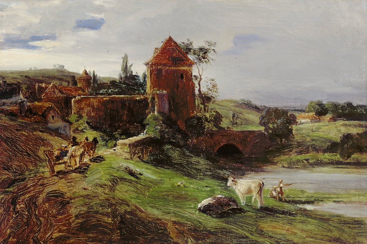 Landscape with a Bridge near Landsberg an der Warthe by Louis Kolitz