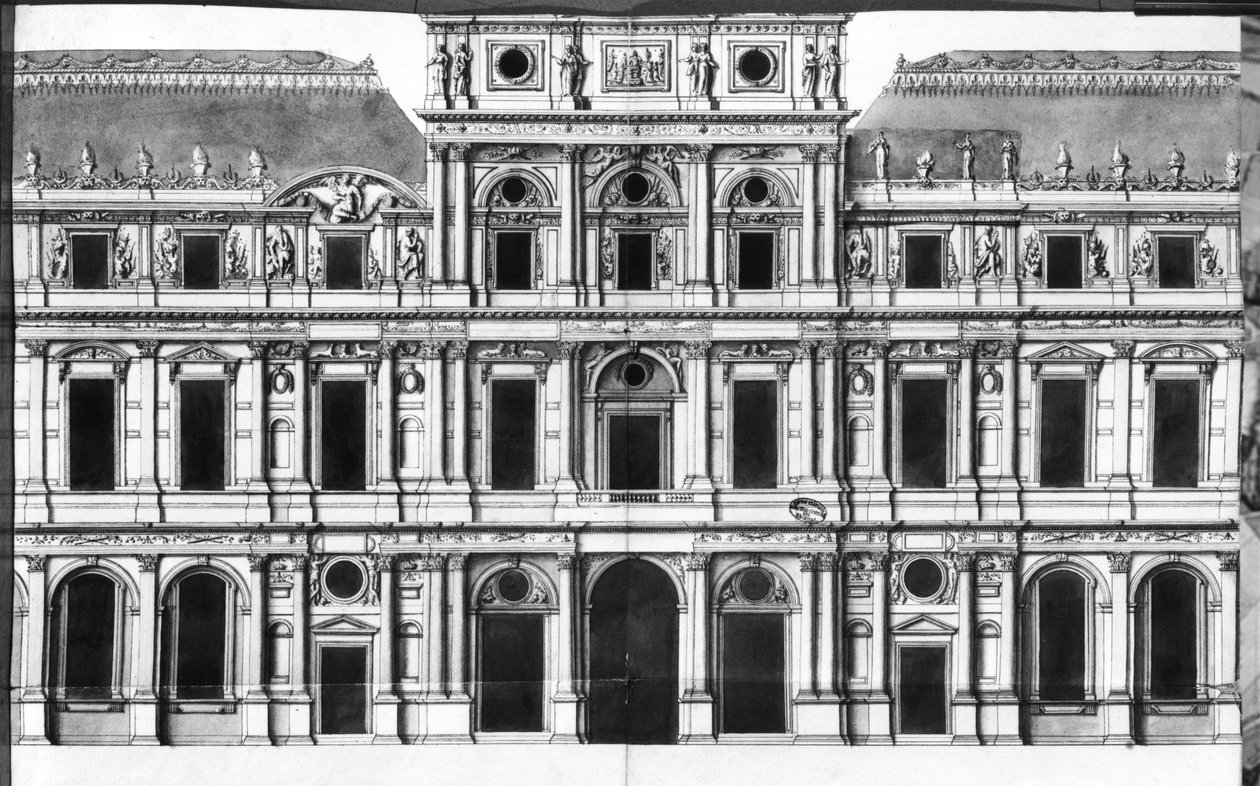 The Louvre: Elevation of the Pavilion in the Middle of the River, c.1660-63 by Louis Le Vau
