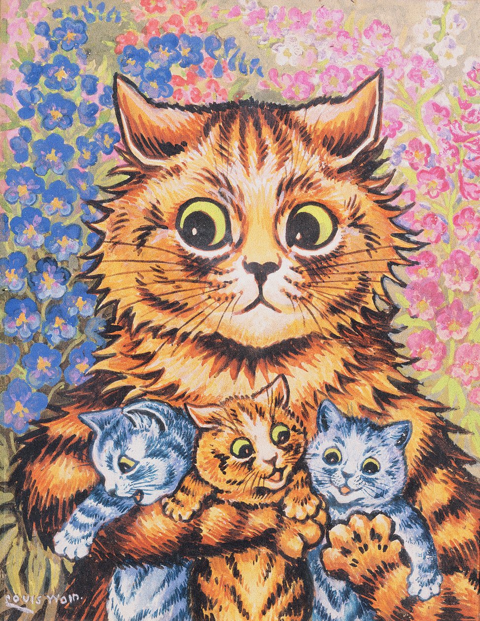 A Cat with her Kittens by Louis Wain