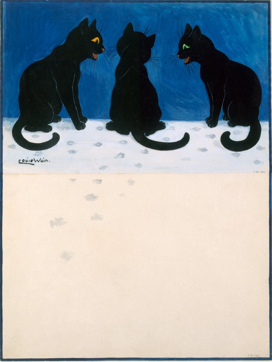 Black Cats in the Snow by Louis Wain