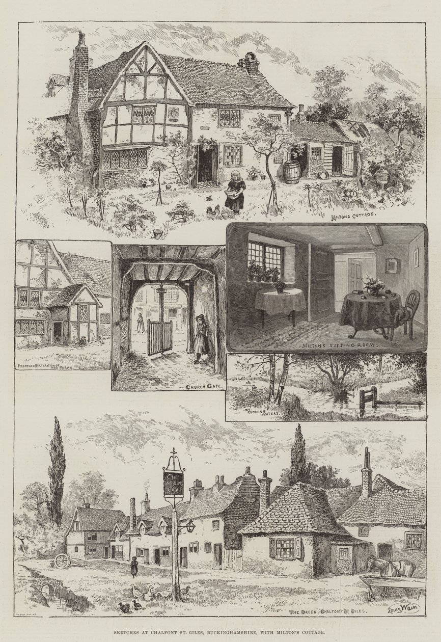 Sketches at Chalfont St Giles, Buckinghamshire, with Milton