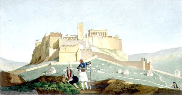 View of the Acropolis of Athens by Louis (after) Dupre
