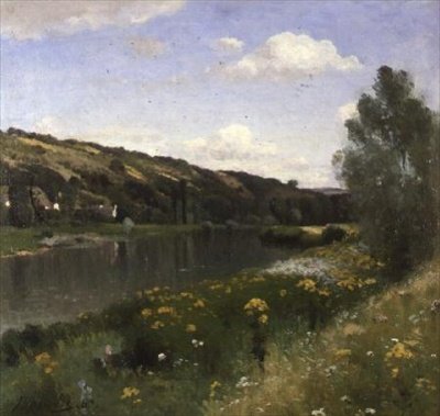 River Landscape by Louis Alexandre Bouche
