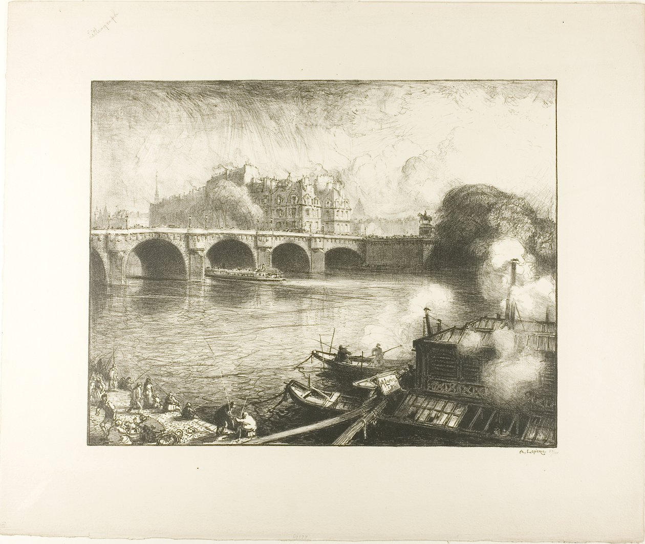 The Pont Neuf, Paris by Louis Auguste Lepère