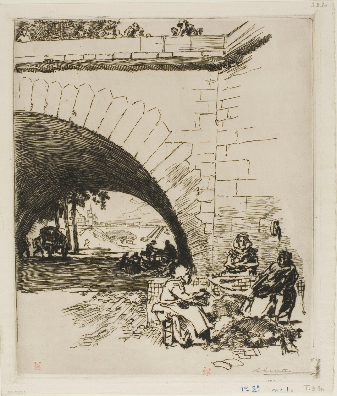 Woolcarders at Pont Marie by Louis Auguste Lepère