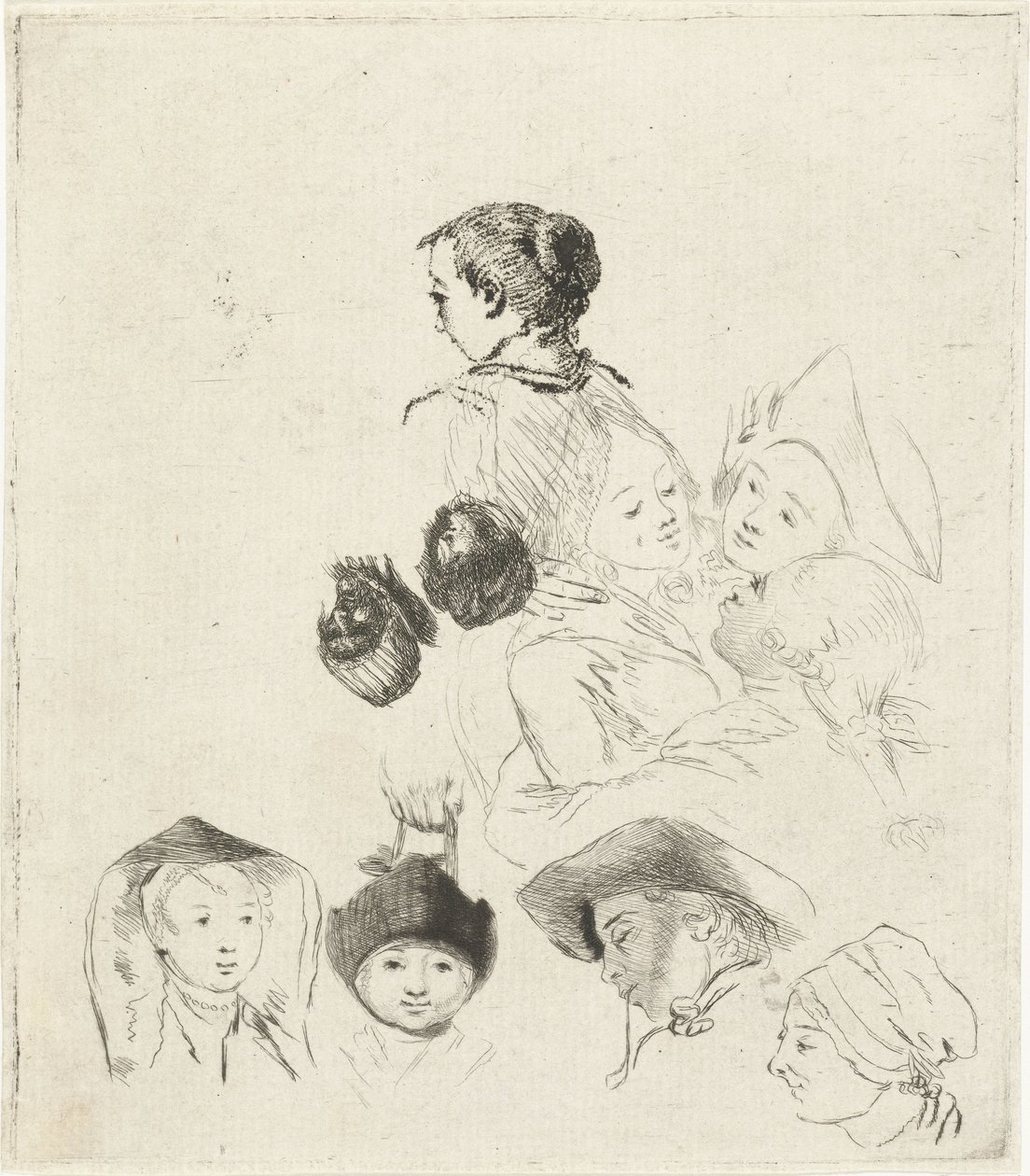 Study Sheet with Ten Heads by Louis Bernard Coclers