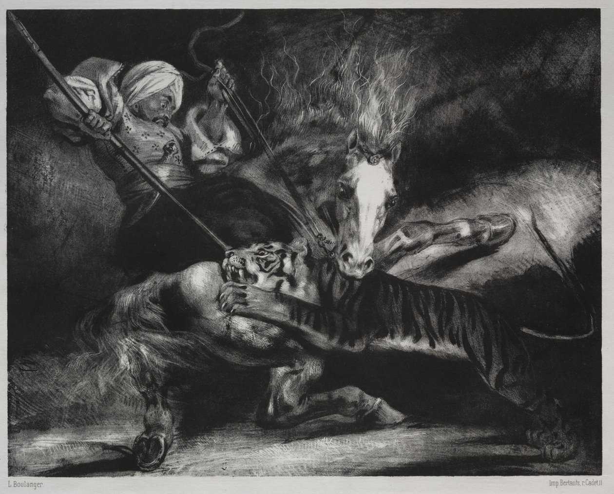 An Attack by a Tiger by Louis Candide Boulanger