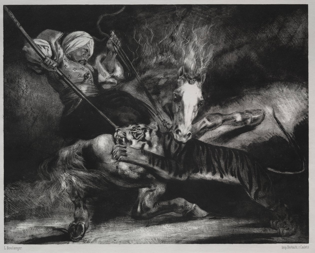An Attack by a Tiger by Louis Candide Boulanger