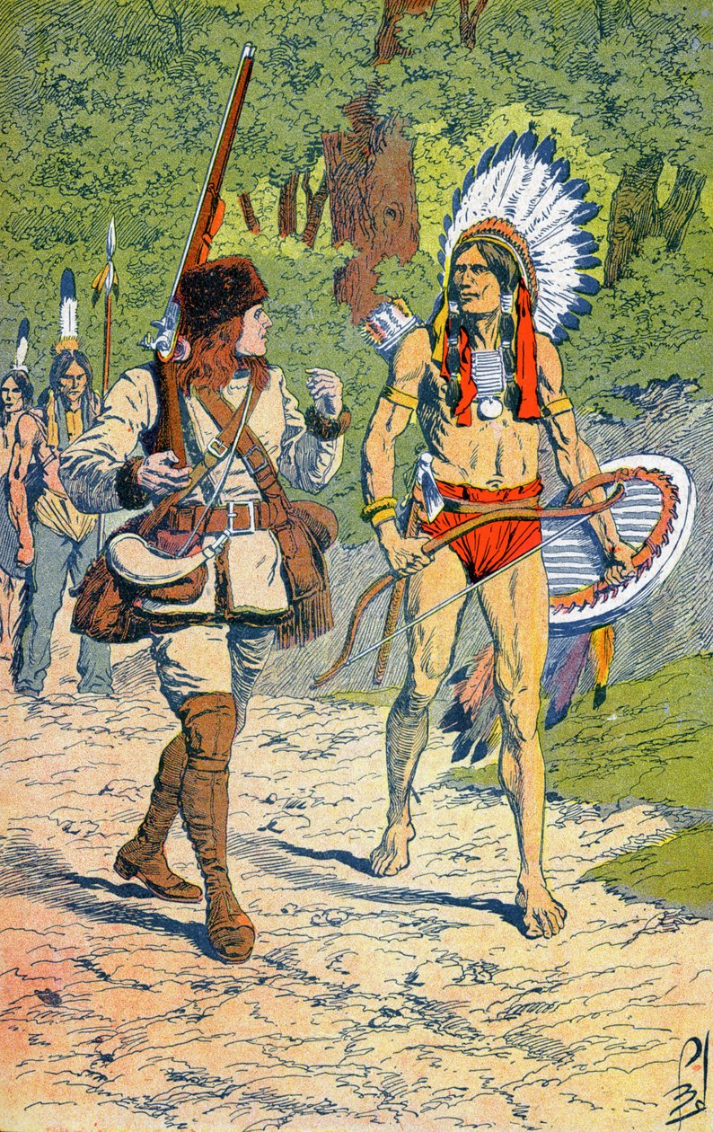 French Trappers with Indians in America by Louis Charles Bombled