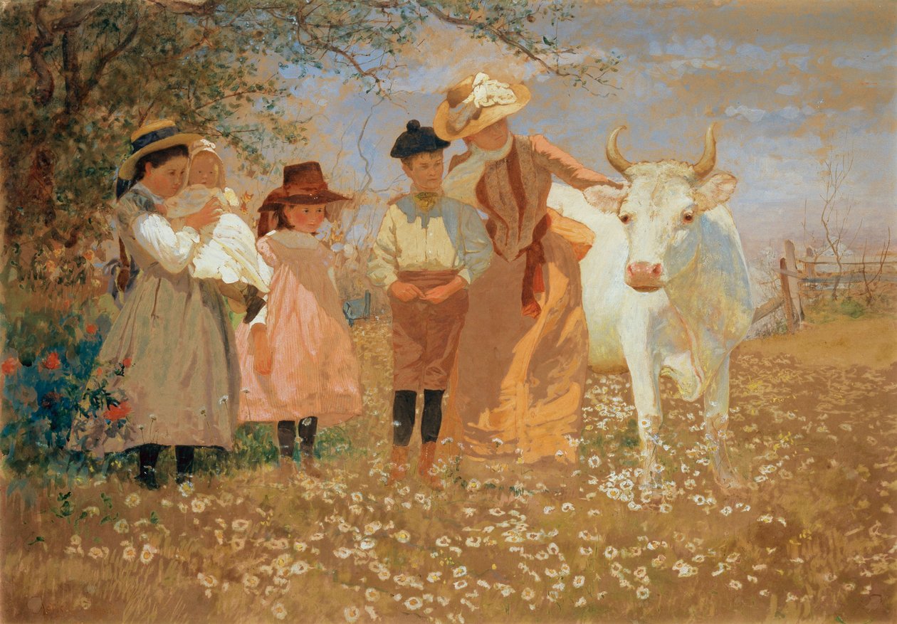 Family Group with Cow by Louis Comfort Tiffany