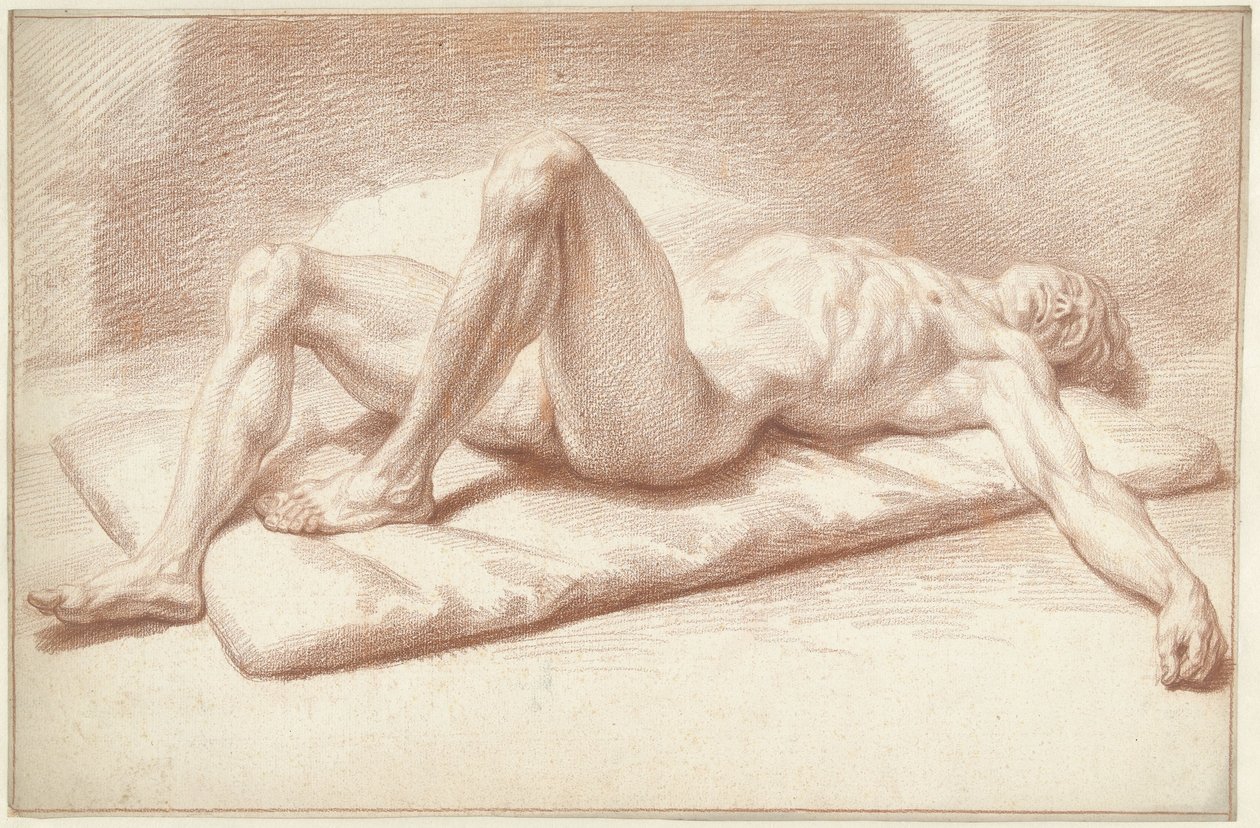 Male Nude, Lying on Back by Louis Fabritius Dubourg