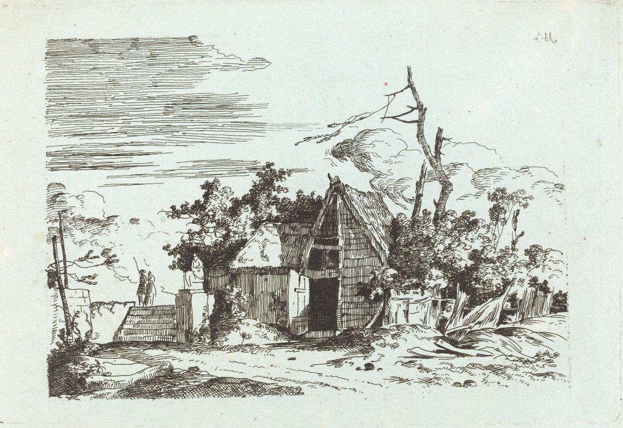 A Rustic Barn by Louis Gabriel Moreau the Elder