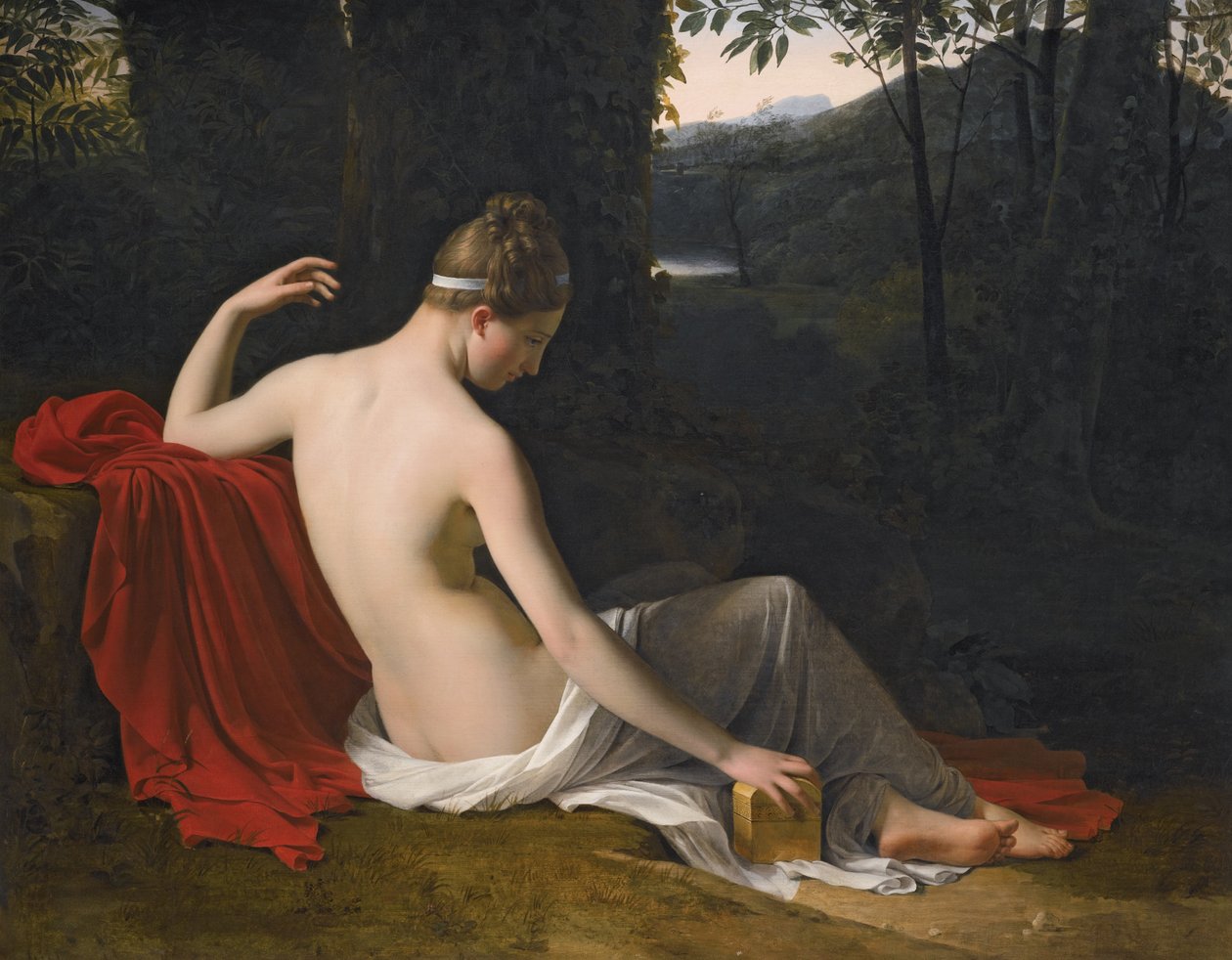 Pandora Reclining in a Wooded Landscape by Louise Marie Jeanne Hersent