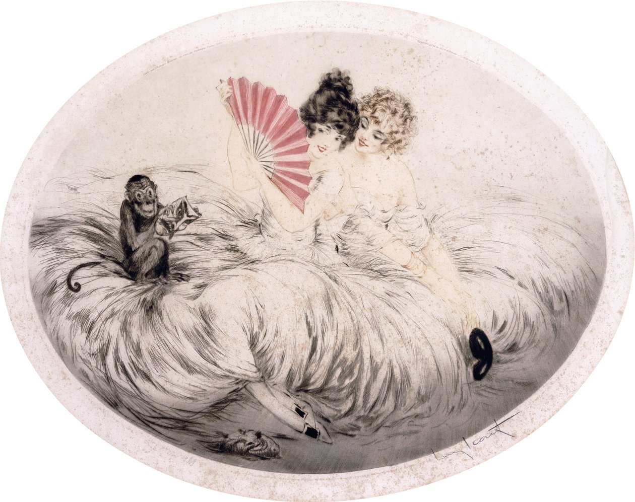 Behind the Fan by Louis Icart