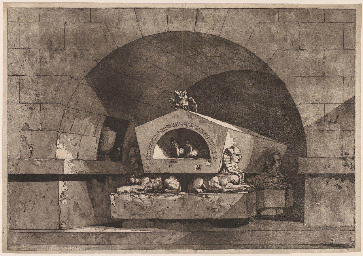 Tomb with Sphinx by Louis Jean Desprez