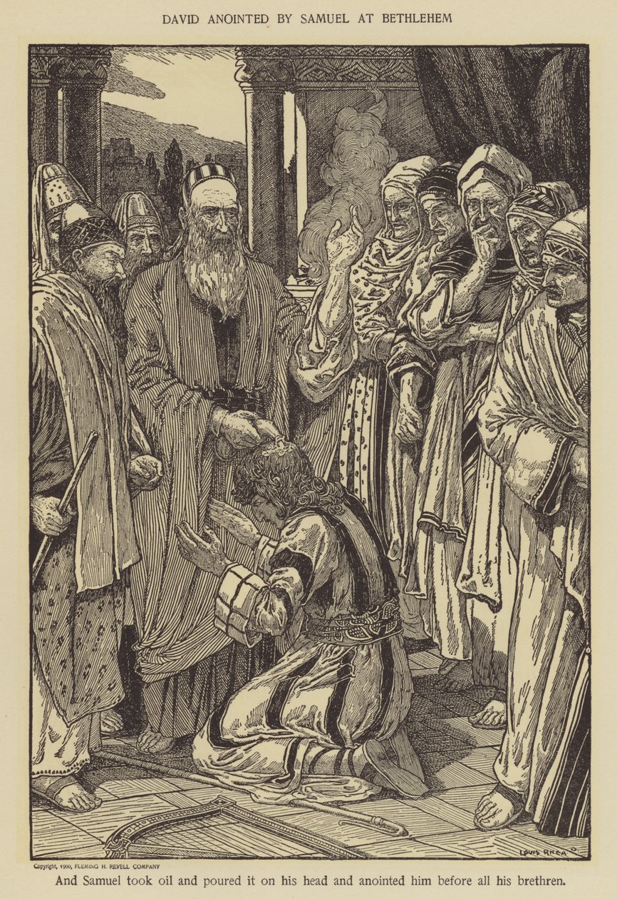 David anointed by Samuel at Bethlehem by Louis John Rhead