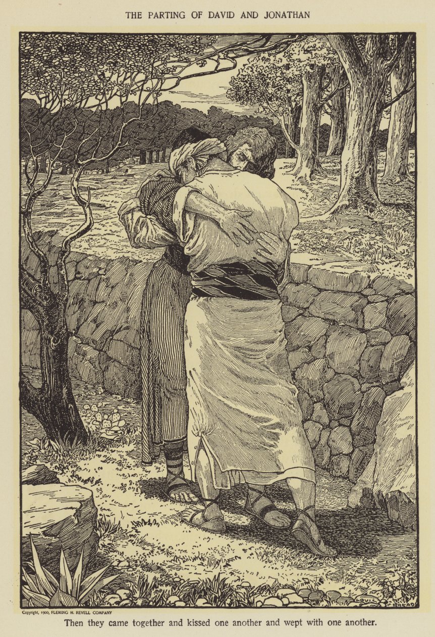 The parting of David and Jonathan by Louis John Rhead