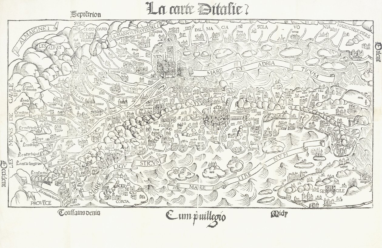 The Map of Italy by Louis Julien Jacottet
