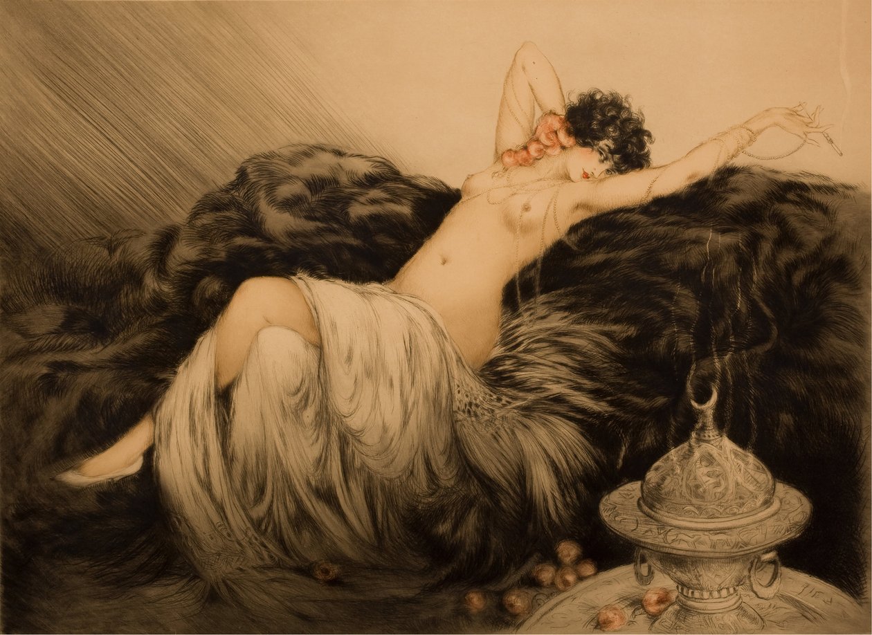 Nude with Black Fur by Louis Justin Laurent Icart