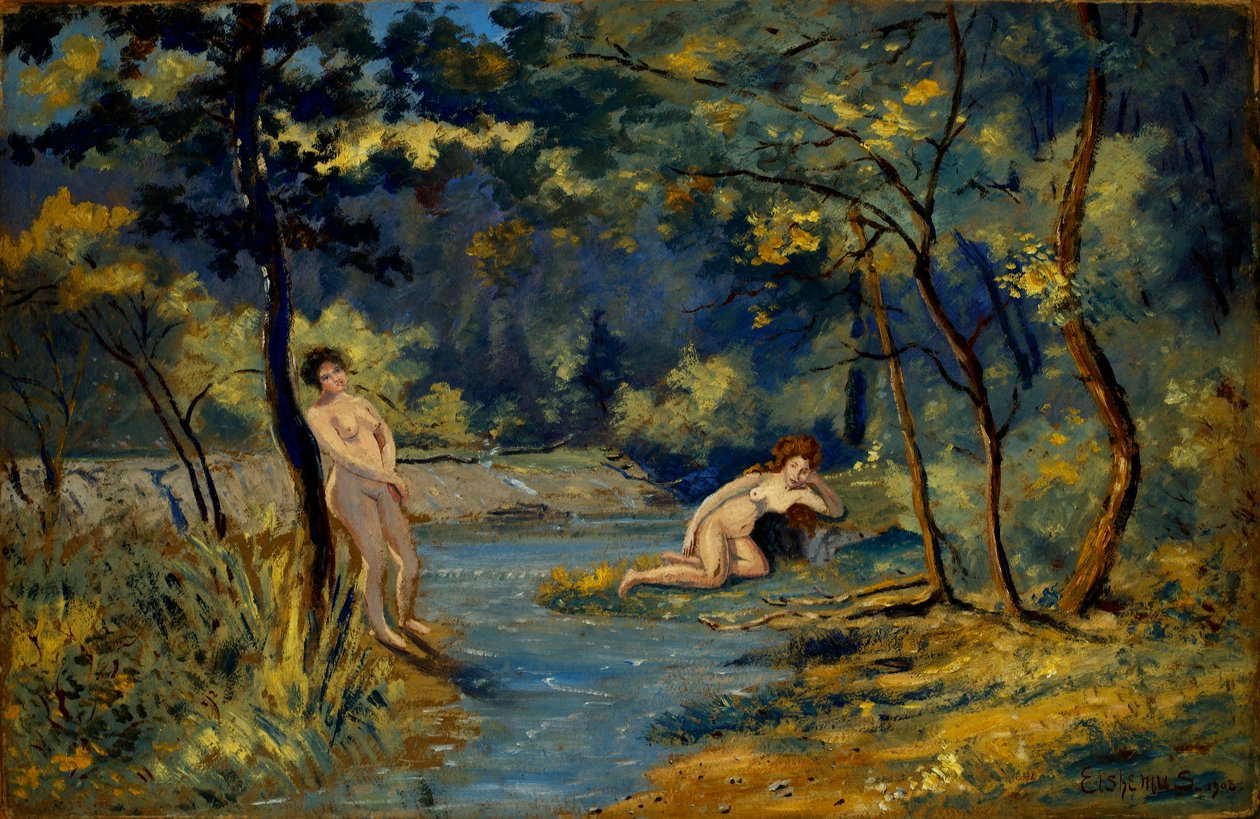 Standing and Reclining Nymphs by Louis M. Eilshemius